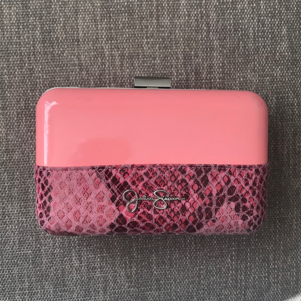 Jessica Simpson Pink Snakeskin Clutch